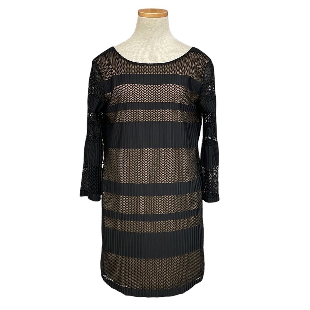 Aakaa Dress Black Tan Scoop Neck Size Small